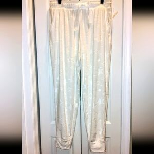 Creamy White Velour Star Lounging Jogger Pants - Luxurious Comfort NWT